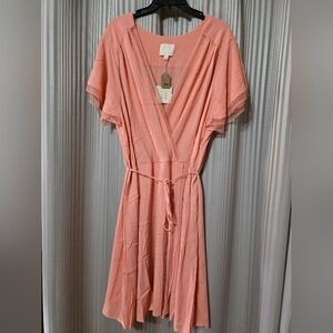 Chic Coral Midi Dress